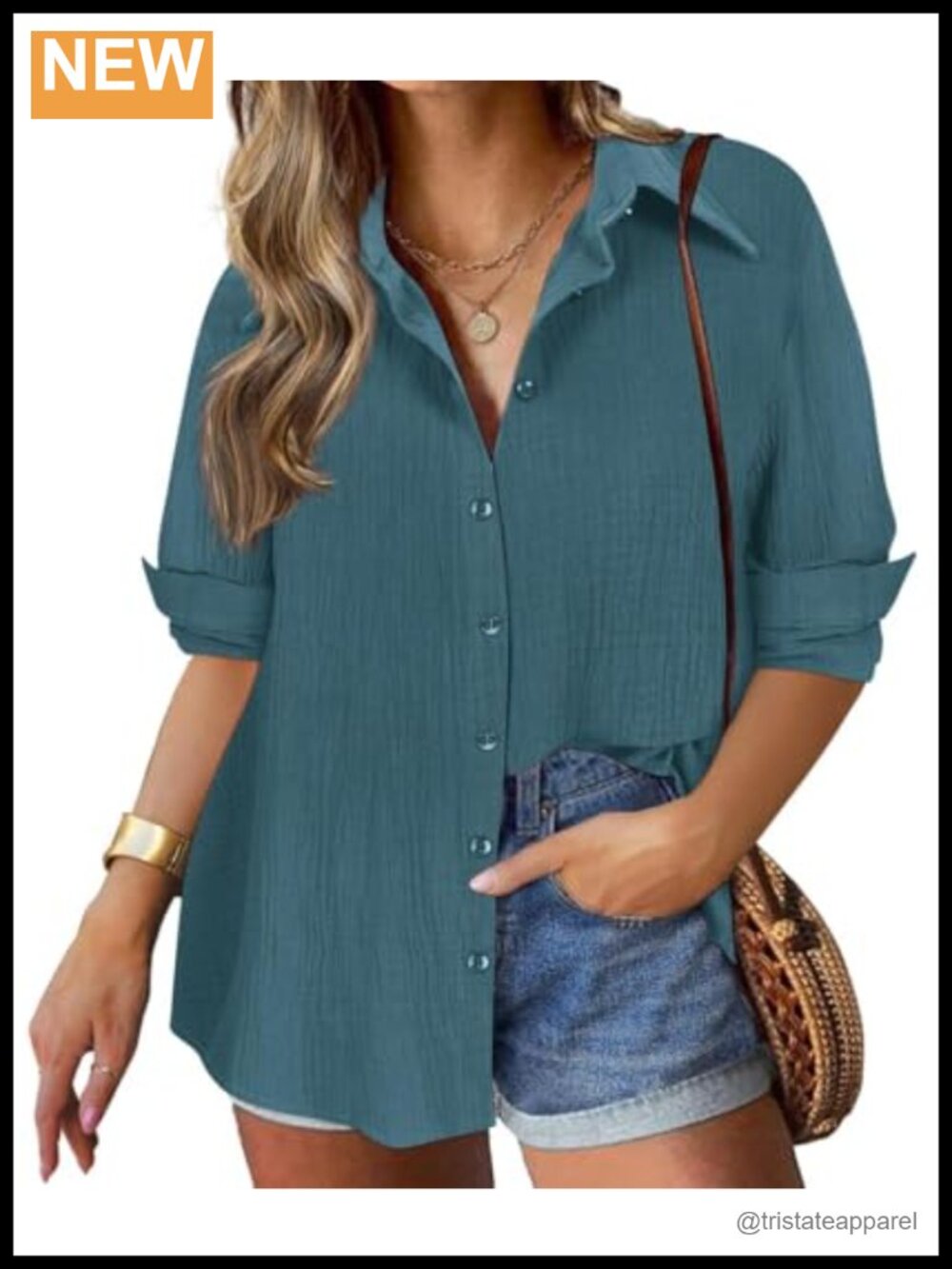 Plus Size Button Down Shirt Women Long Sleeve Collared Blouse Summer Casual